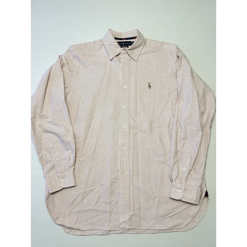 Polo Ralph Lauren Shirt Mens L Pink Button Down Solid Flesh Pony Classic Fit